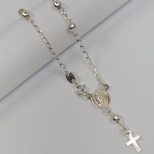 Virgin of Guadalupe Cross Decade Rosary Bracelet 925 Mexican Sterling Silver